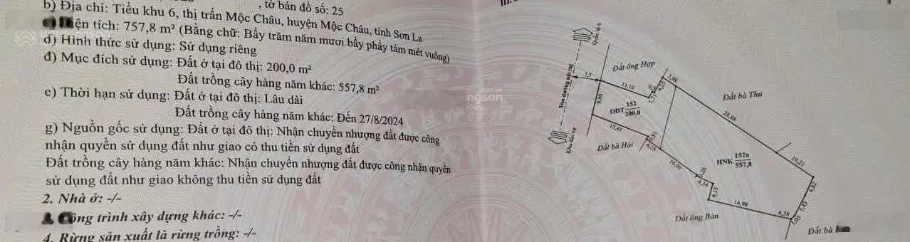 758m2 phố cổ Mộc Châu xây biệt thự hoặc nhiều hoạt động kinh doanh khác 14,4 tỷ