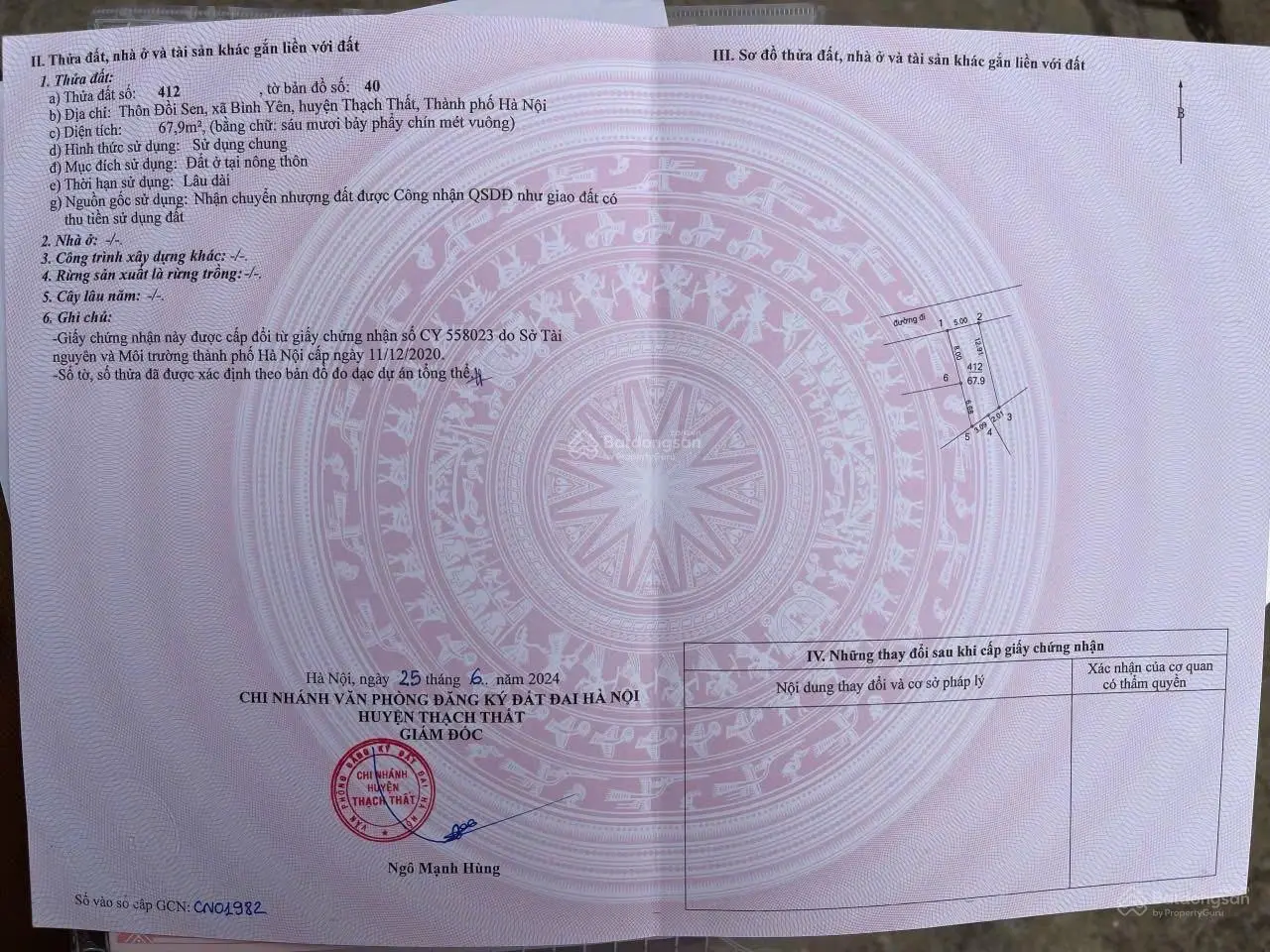 Bán đất giá 1,7 tỷ VND tại Đường 420, Thạch Thất, Hà Nội
