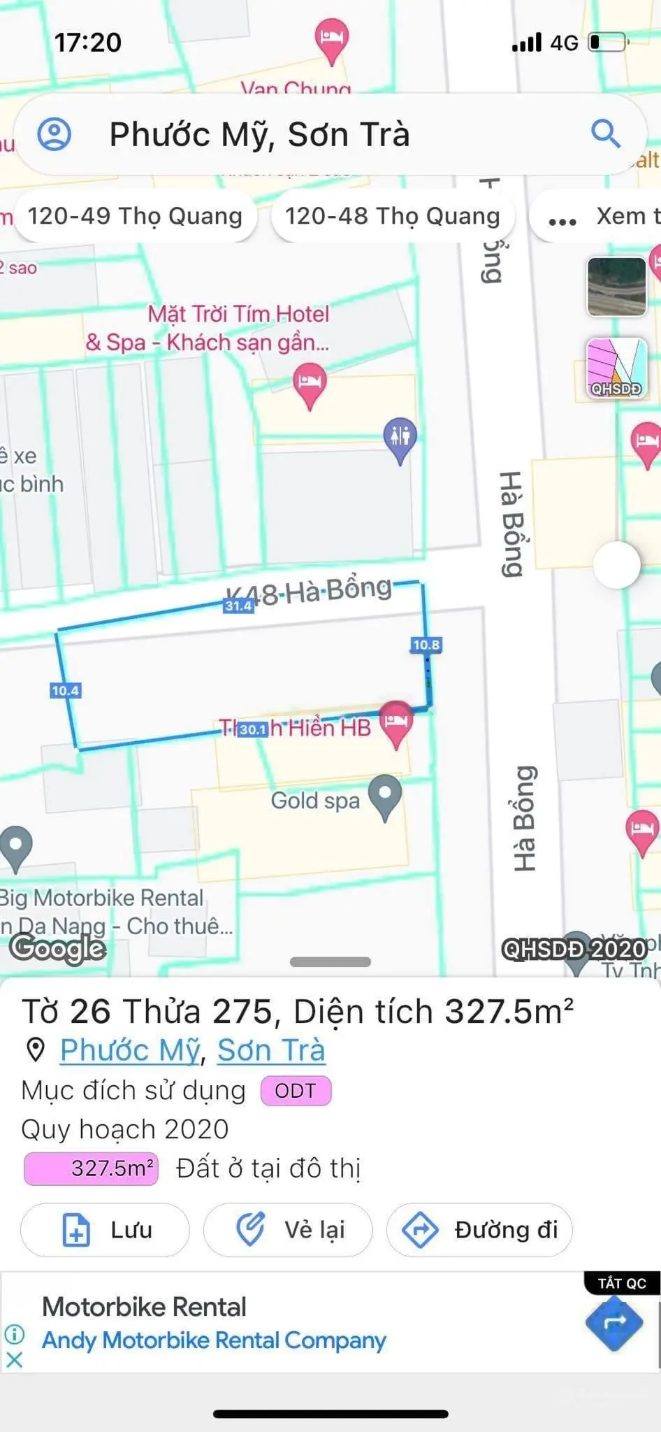 Cần bán 2 MT Hà Bổng ngay khu phố du lịch Sơn Trà