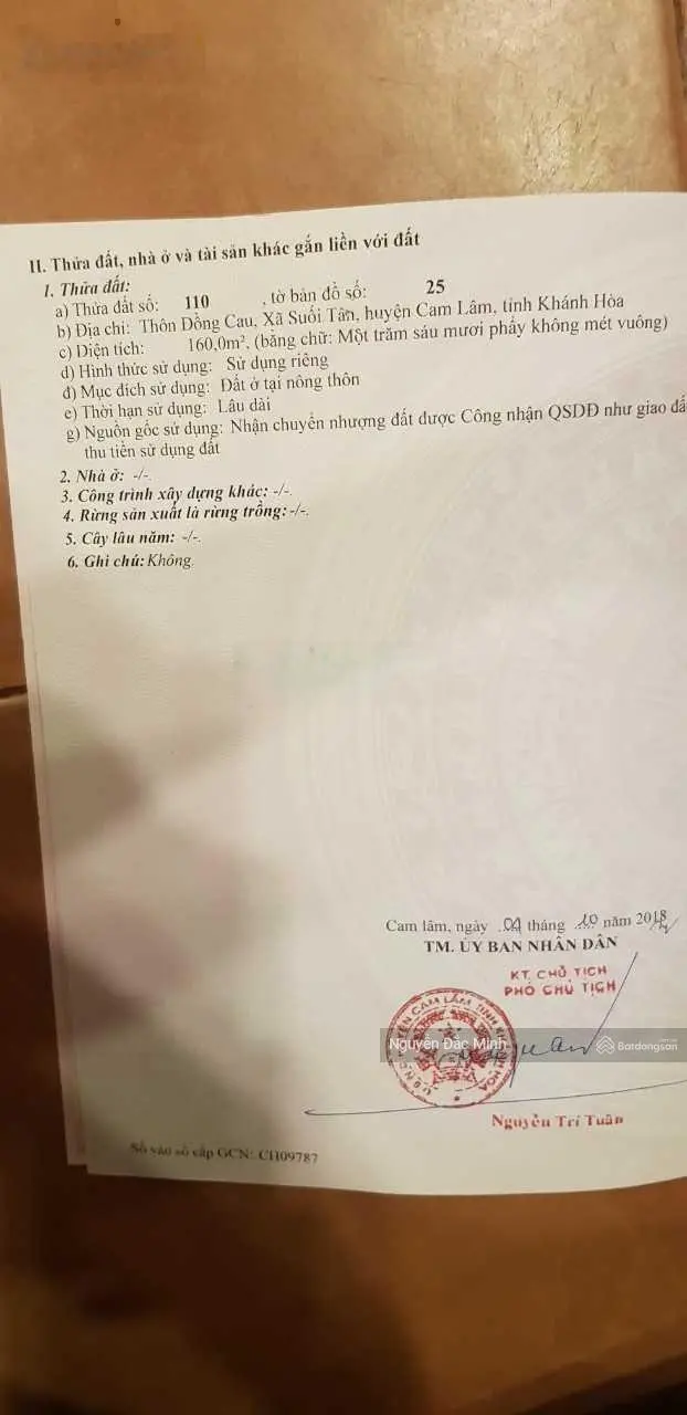 Bán 2 lô thôn Đồng Cau Suối Tân fun thổ cư giảm giá cho nhà đầu tư