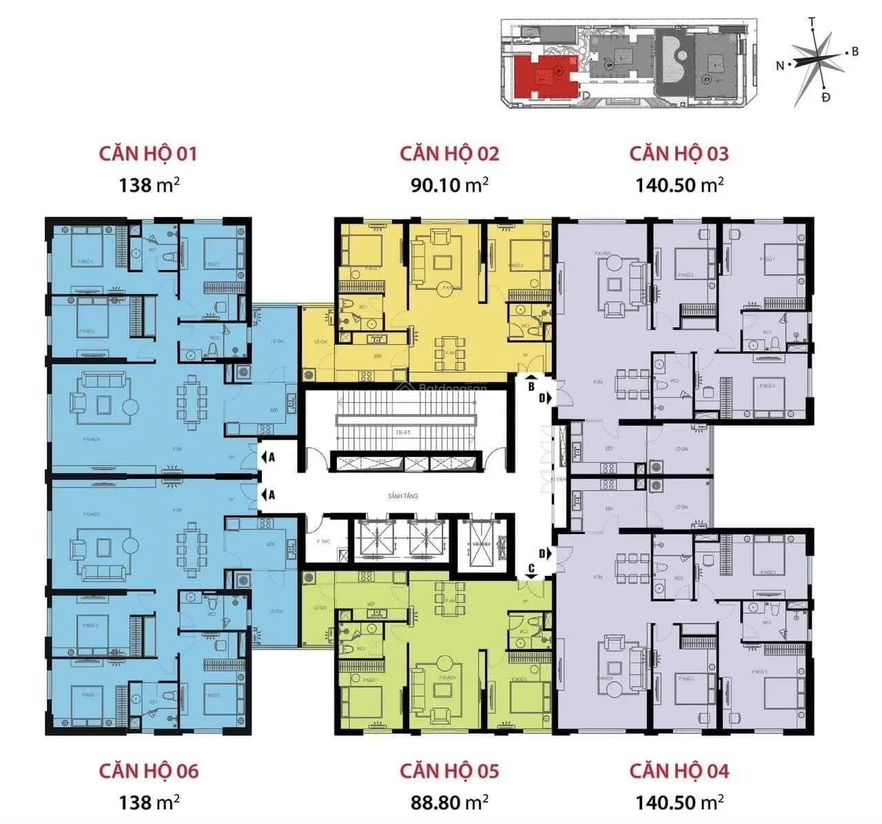 Ký trực tiếp chủ đầu tư, căn hộ 3 ngủ 138m2, 3 ngủ 2VS, ban công thoáng mát. LH 0912 169 ***, có HTLS