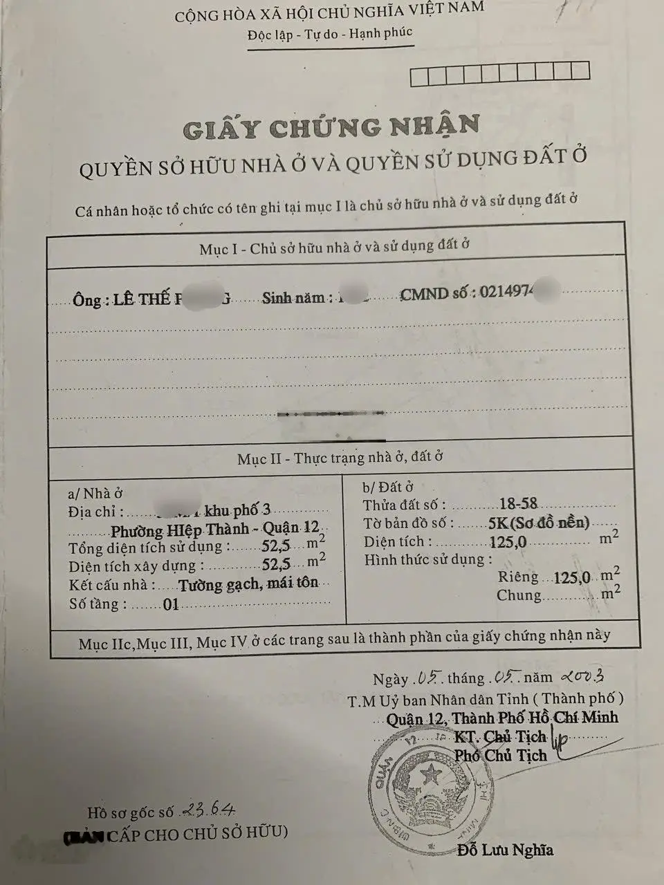 Bán nhà mặt phố 5x25 giá 6,25 tỷ VND tại Đường Hiệp Thành 12, Quận 12, Hồ Chí Minh lh 0919 147 ***