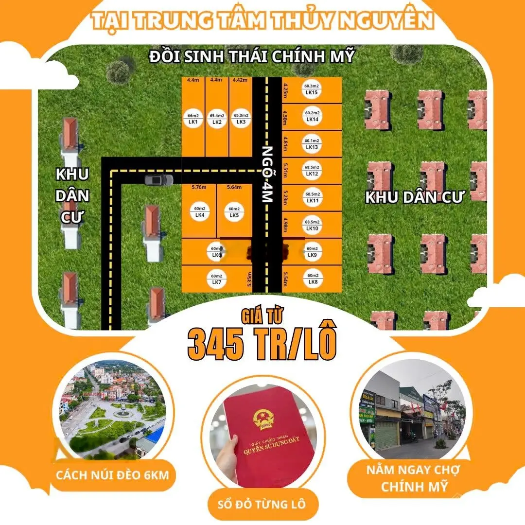 Bán đất giá 345 triệu tại Xã Chính Mỹ, Thuỷ Nguyên Hải Phòng Vị trí đẹp thuận Tiện