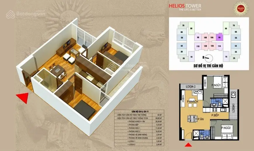 Bán căn hộ chung cư đẹp tại Helios Tower 75 Tam Trinh, giá tốt 4,5 tỷ vnd, diện tích 63m2