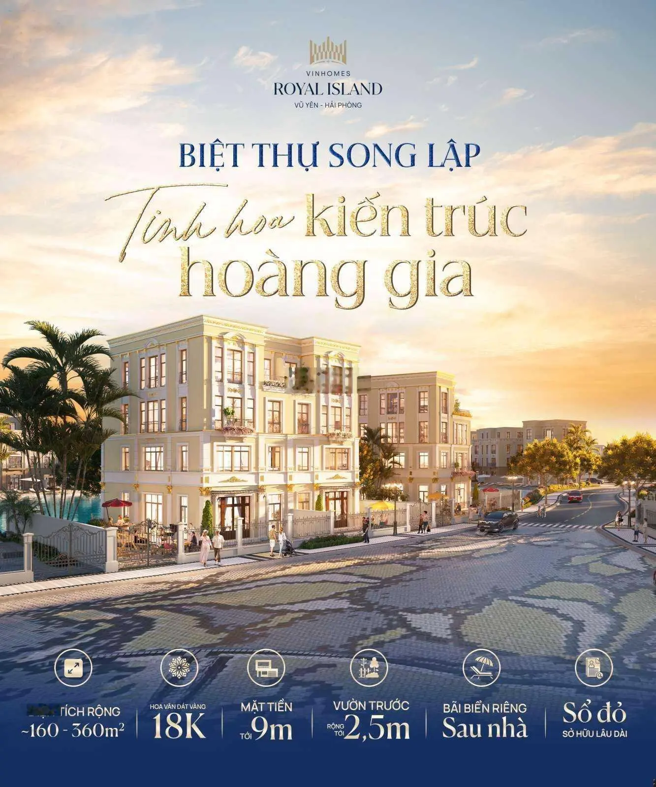 Bán biệt thự song lập Vinhomes - Hoàng Gia 180 m2 giá 15 tỷ. LH: 0904.343.999