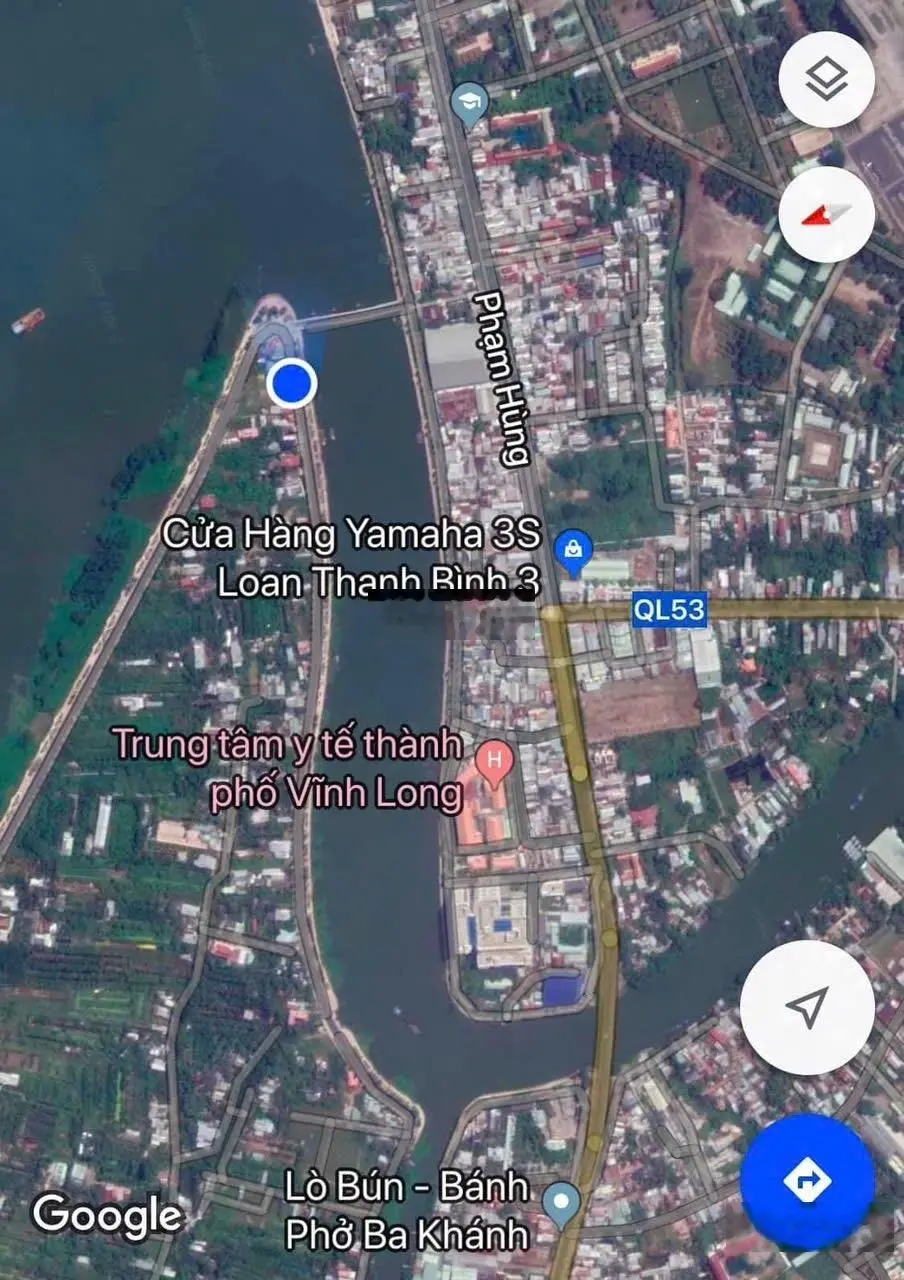 Hàng hiếm vị trí đẹp nhất TP Vĩnh Long, đất 2 mặt tiền đường và 2 MT sông lớn, DT 900m2, giá 49tỷ