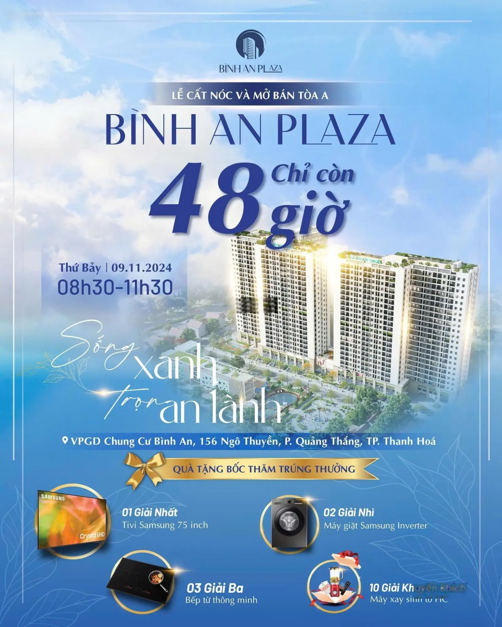 Mở bán căn hộ 11 và 16 vip nhất tại tòa A chung cư Bình An Plaza Thanh Hóa