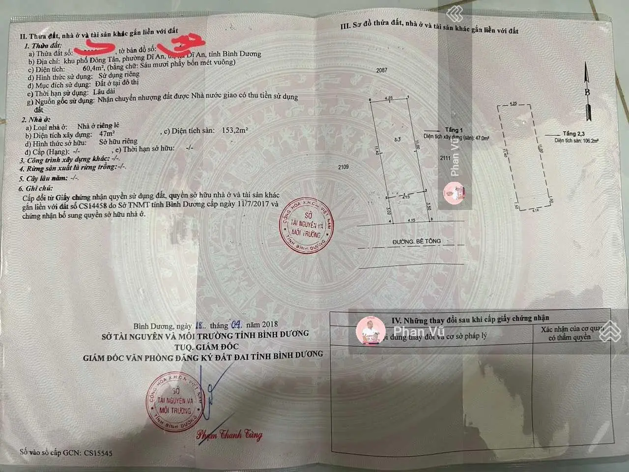Nhà SHR. Hoàn công 2 lầu trệt. 4 p ngủ. Đ. Nguyễn Du - Dĩ An