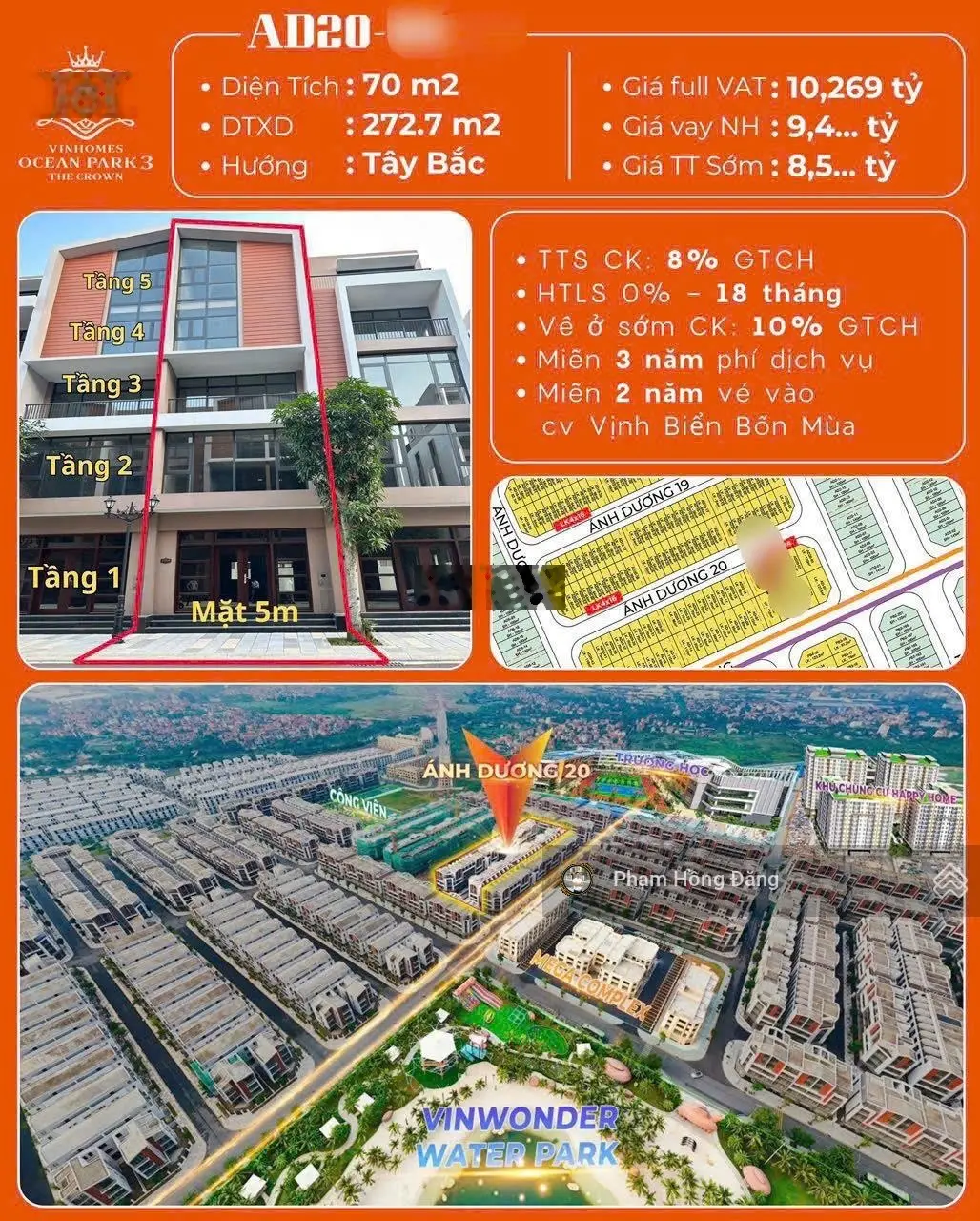Không còn căn nào rẻ hơn ở Vin 3 - Bán liền kề Ánh Dương 20: 64m2-70m2-tặng 4 vé biển- miễn DV 3năm