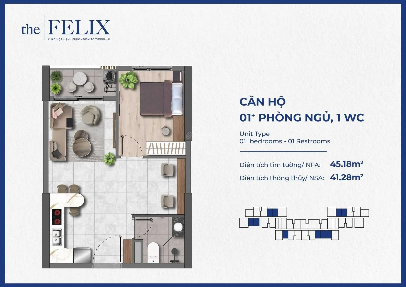 Giỏ hàng mở bán đợt đầu tiên The Felix 62m2 2PN 2 WC thanh toán 400 triệu nhận nhà, HTLS 24 tháng