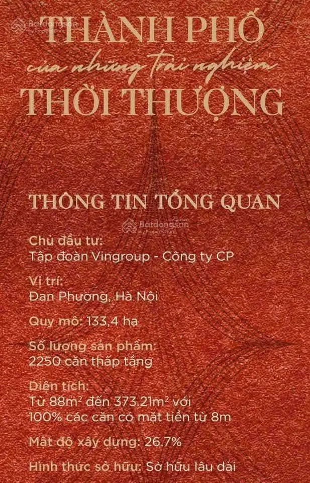 Nhận thông tin bảng căn mở bán đợt 1 Vinhomes Wondercity, Đan Phượng, Hà Nội