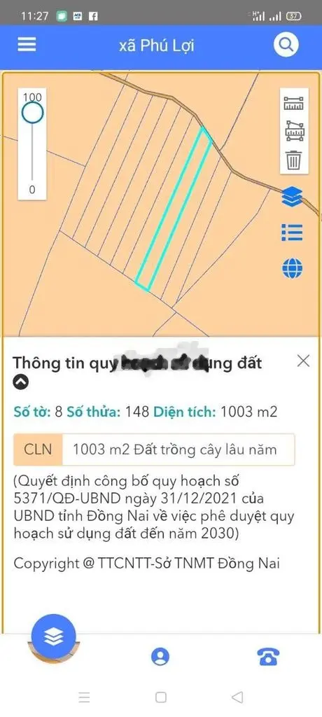 Bán 2.028m2 đất trồng cây lâu năm ,Phú lợi 1 tỷ 4