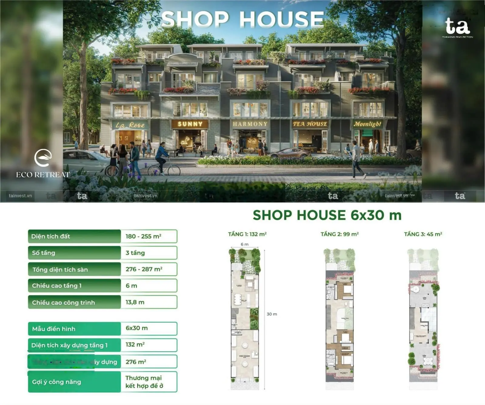 Giới thiệu 220ha tại long an,giai đoạn đầu tiên dự án nhà phố,shophouse,biệt thự eco retreat