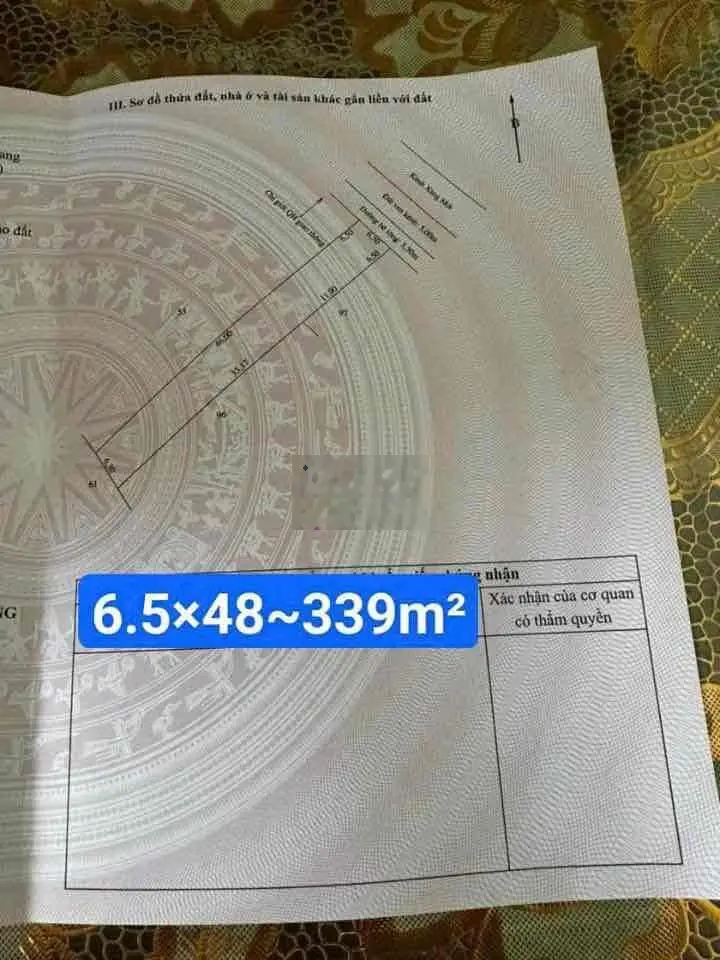 đất nền lộ 3,5m pháp lý (cln) dt 339m cách cầu sáng mới 61c 40m.
