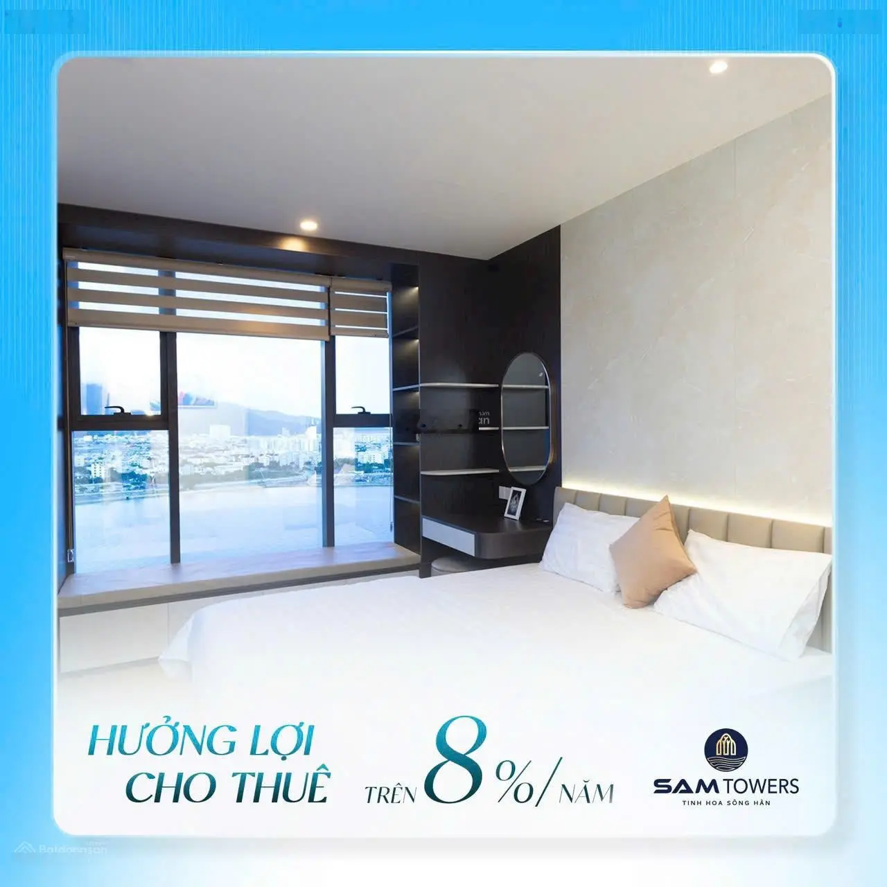 Với 3tỷ650 (full) sở hữu căn hộ hạng sang SAM Towers 50m2 view sông Hàn Đà Nẵng, cho thuê 18tr/th