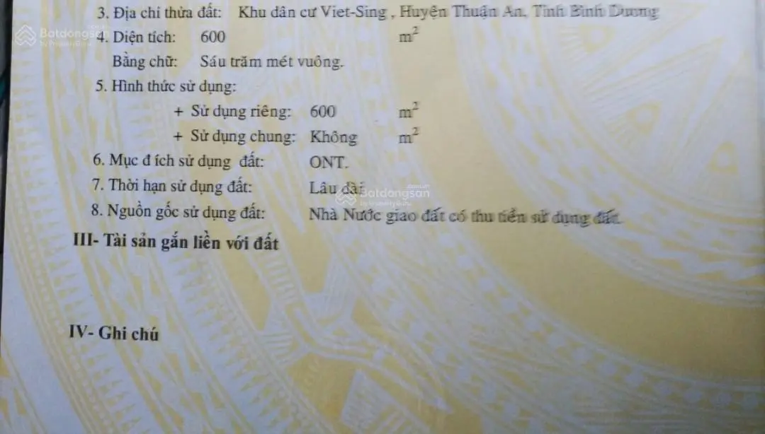 Đất 600m2 ngang 20m mặt tiền D9 KDC VietSing Vsip 1, An Phú, Thuận An
