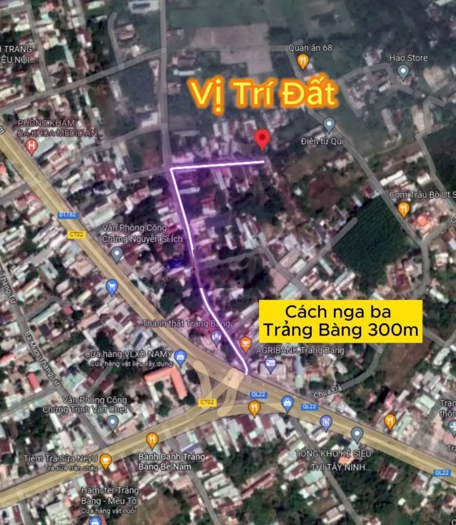 Bán Lô góc 2 Mặt Tiền Ngay ngã ba Thị xã Trảng Bàng, 100m2, SHR