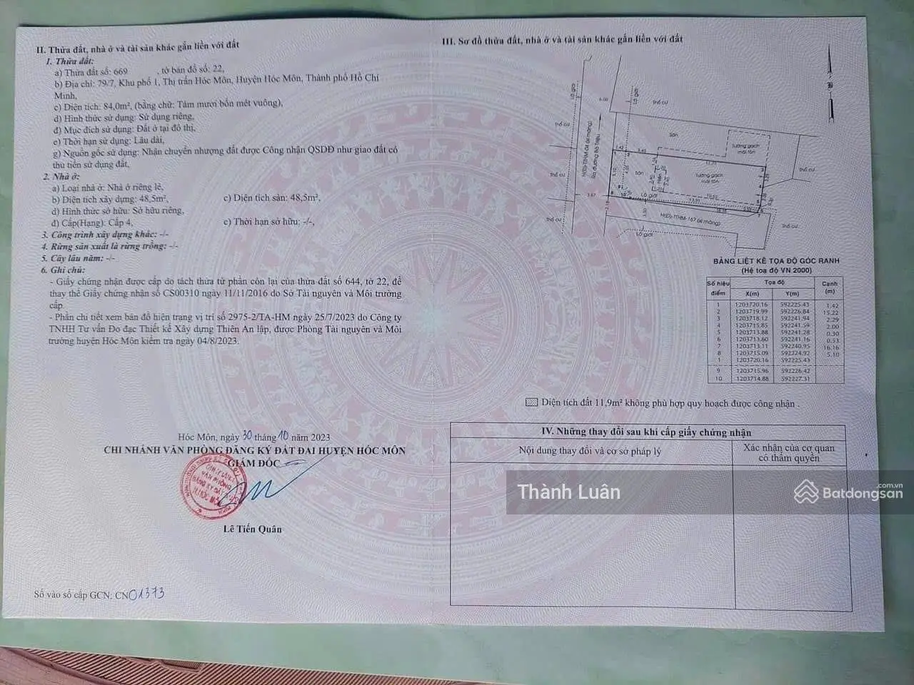 Bà cô 8 cần bán nhanh căn nhà 84m2 đường Bà Triệu Thị trấn Hóc Môn Huyện Hóc Môn giá 1 tỷ 080 triệu