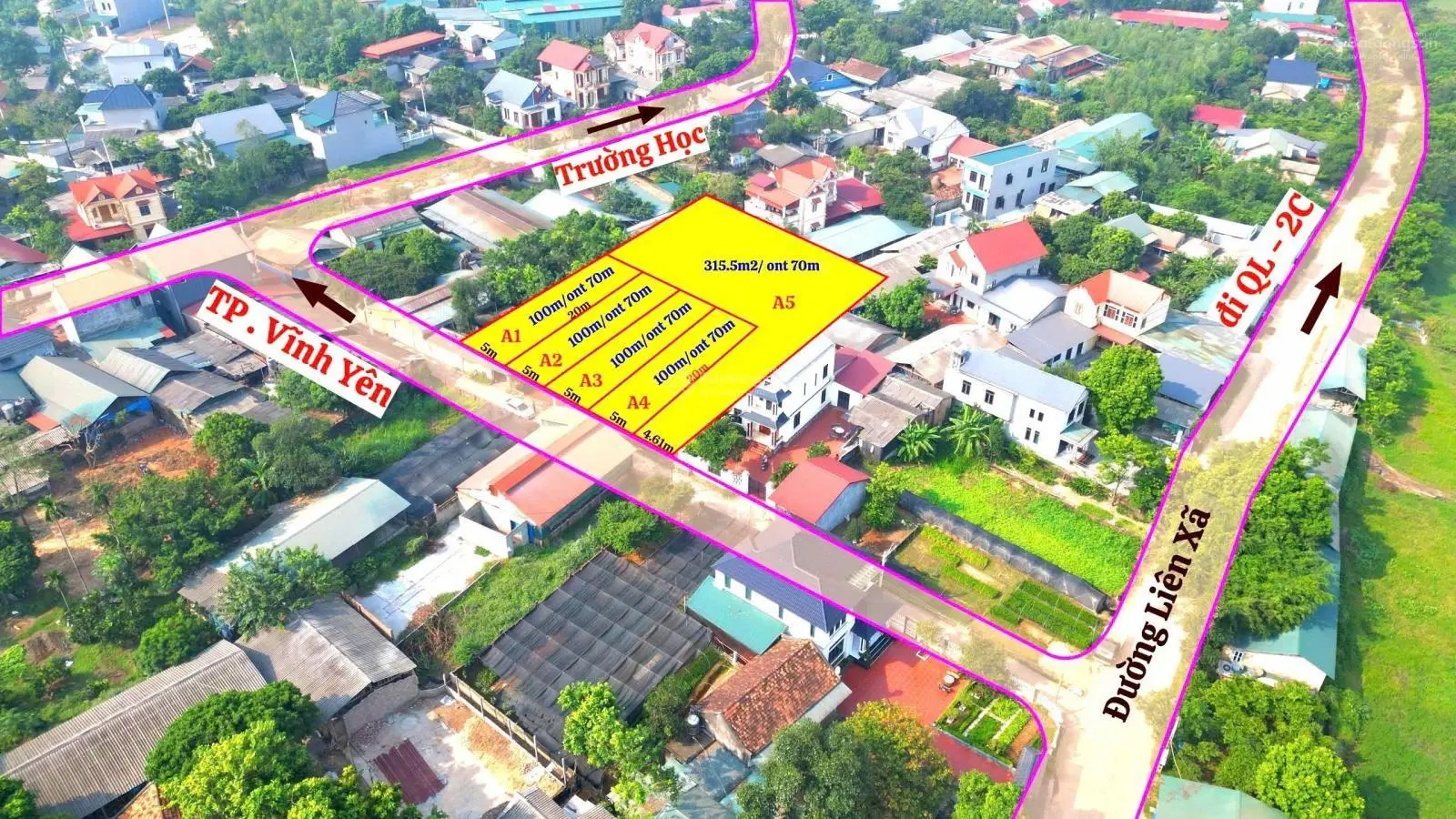 Đất nền giáp Vĩnh Yên - Sát đường lớn - Thổ cư nhiều. Hàng F0 tại Thanh Vân - Tam Dương - Vĩnh Phúc