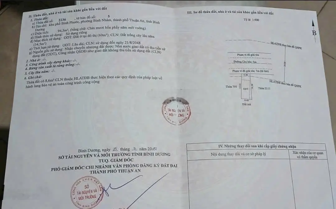 Đất mặt tiền đường cây me bình nhâm thuận an 94m2 giảm sâu còn 1ty250 triệu sát chợ lái thiêu
