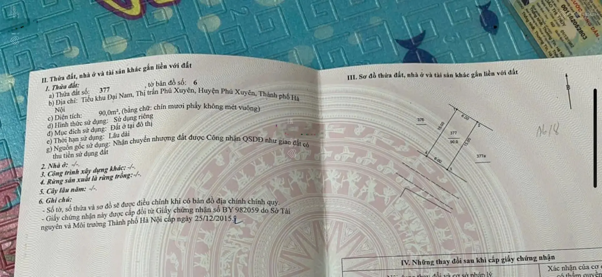 CHÍNH CHỦ: Bán lô 90m mặt đường - mặt tiền 6,0m; tk Đại Nam - thị trấn Phú Xuyên- Huyện Phú Xuyên-