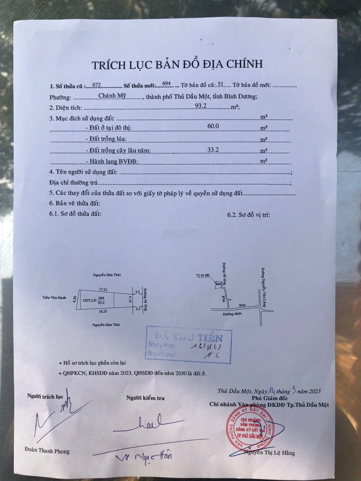 Bán đất chính chủ 4,1 x 18m nở hậu 6,5m sổ thổ cư tại Chánh Mỹ, gần phố đi bộ Bạch Đằng