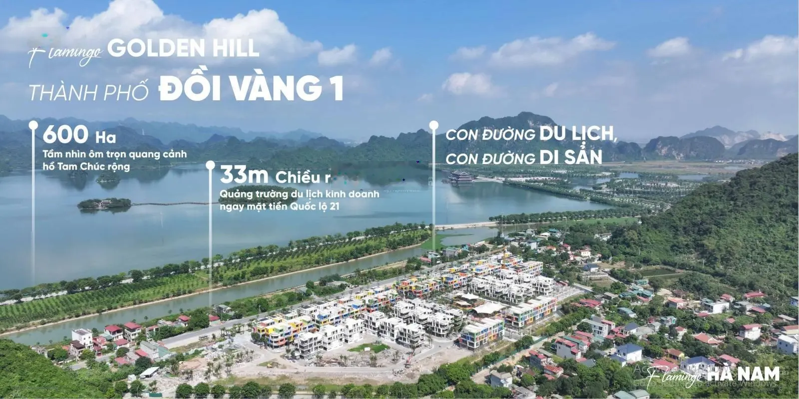 Bán biệt thự view 600ha hồ Tam Chúc 180m2x mặt tiền 10m Flamingo Golden Hill Hà Nam kinh doanh luôn