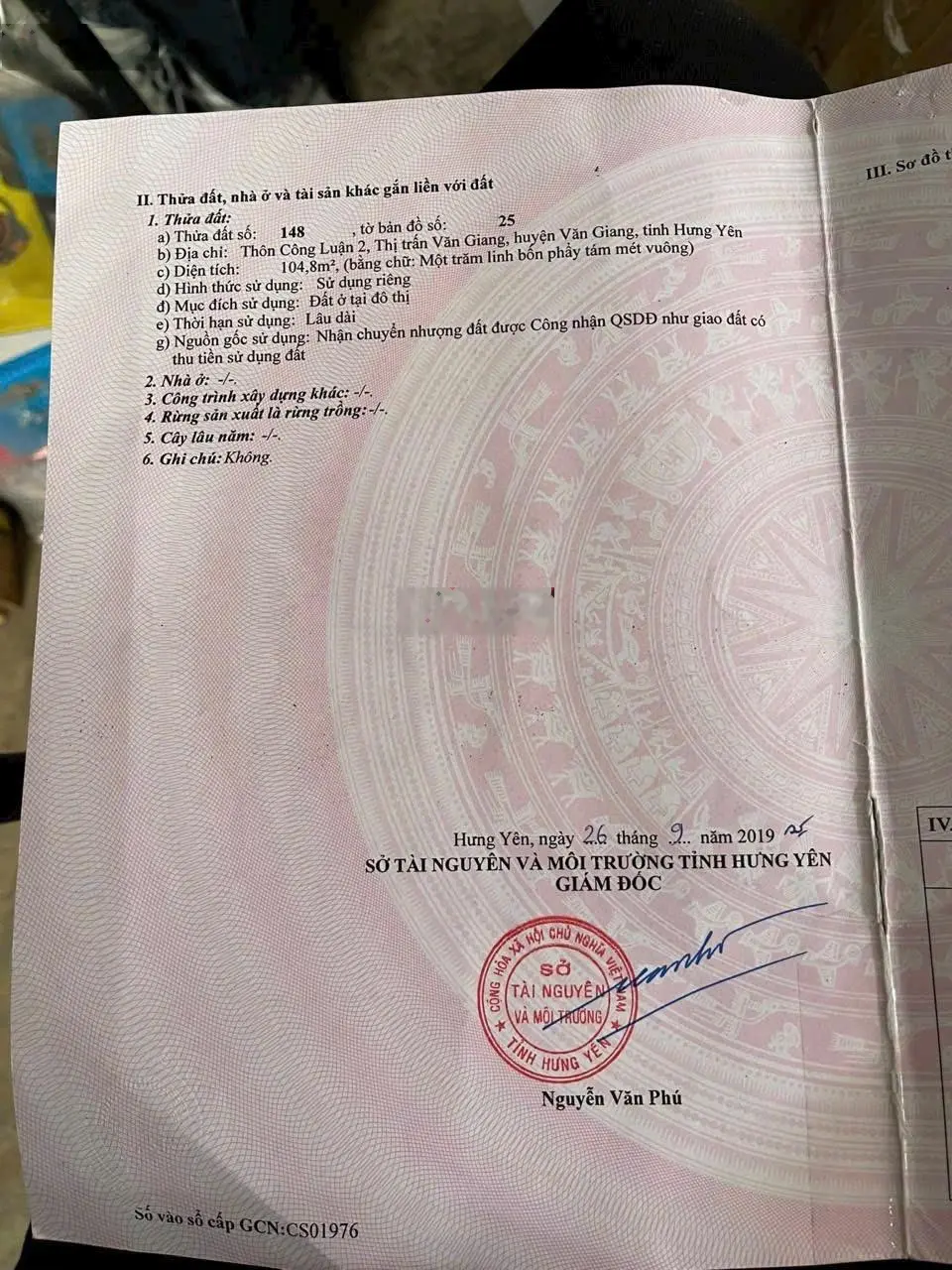 Bán 104,8m đất ODT o thôn công luận 2, thị trấn văn giang , đất đẹp va giá siêu đầu tư