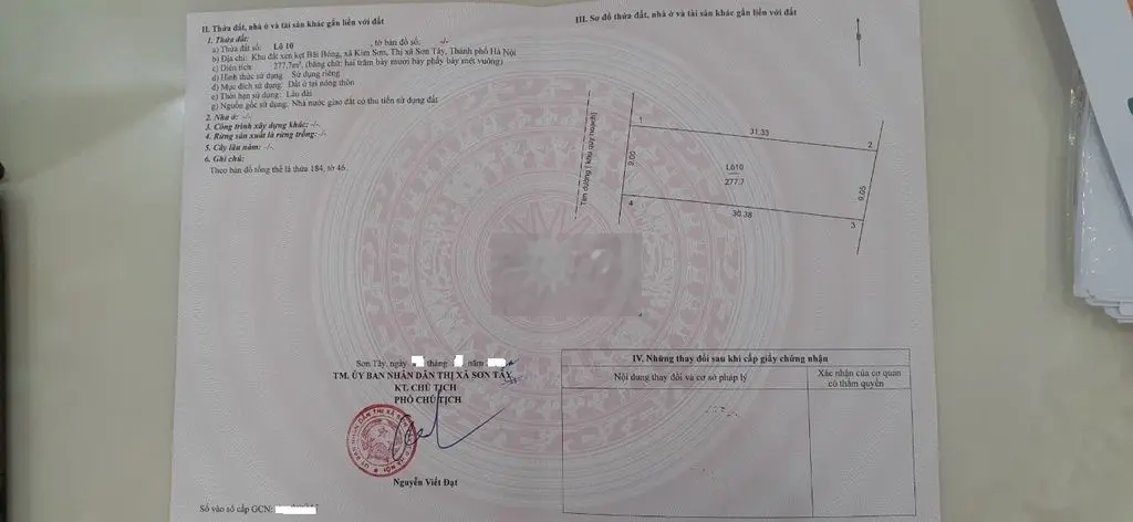 Chính chủ 277m đất đấu giá Kim Sơn, Sơn Tây vỉa hè ô tô tránh