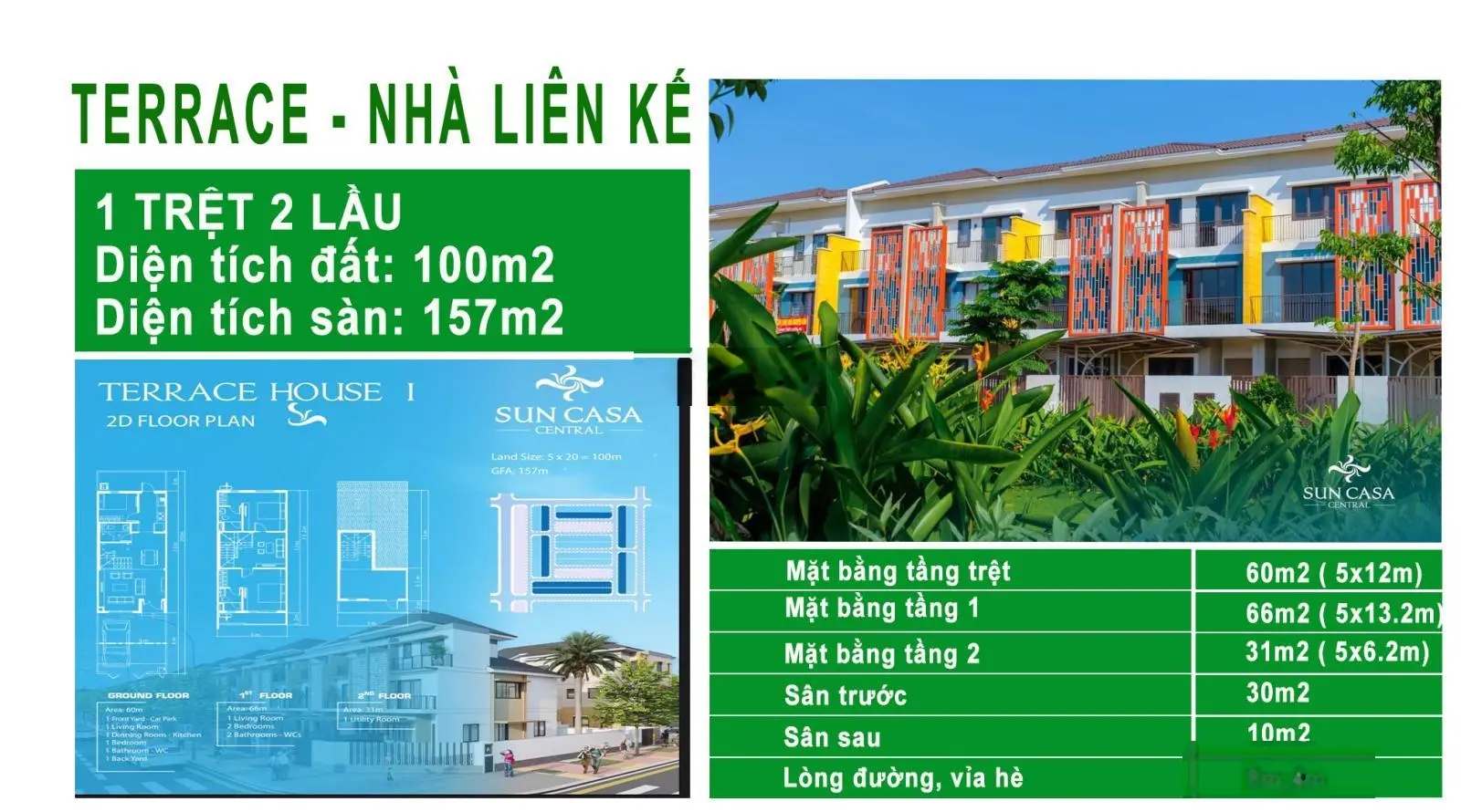 CĐT Vsip mở bán nhà liền kề view công viên dự án Sun Casa Central giá từ 3,325 tỷ/căn (bao gồm VAT)
