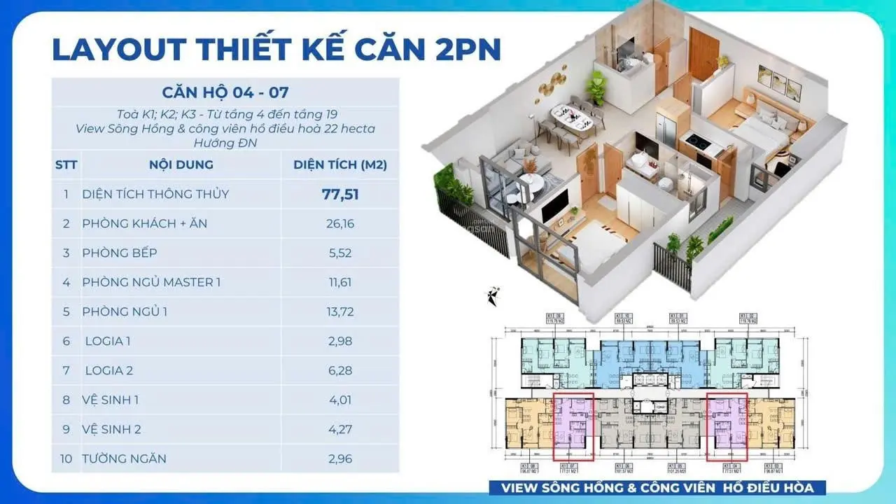 Quỹ căn chuyển nhượng giá tốt nhất Khai Sơn city căn 77m-89m-96m-101m