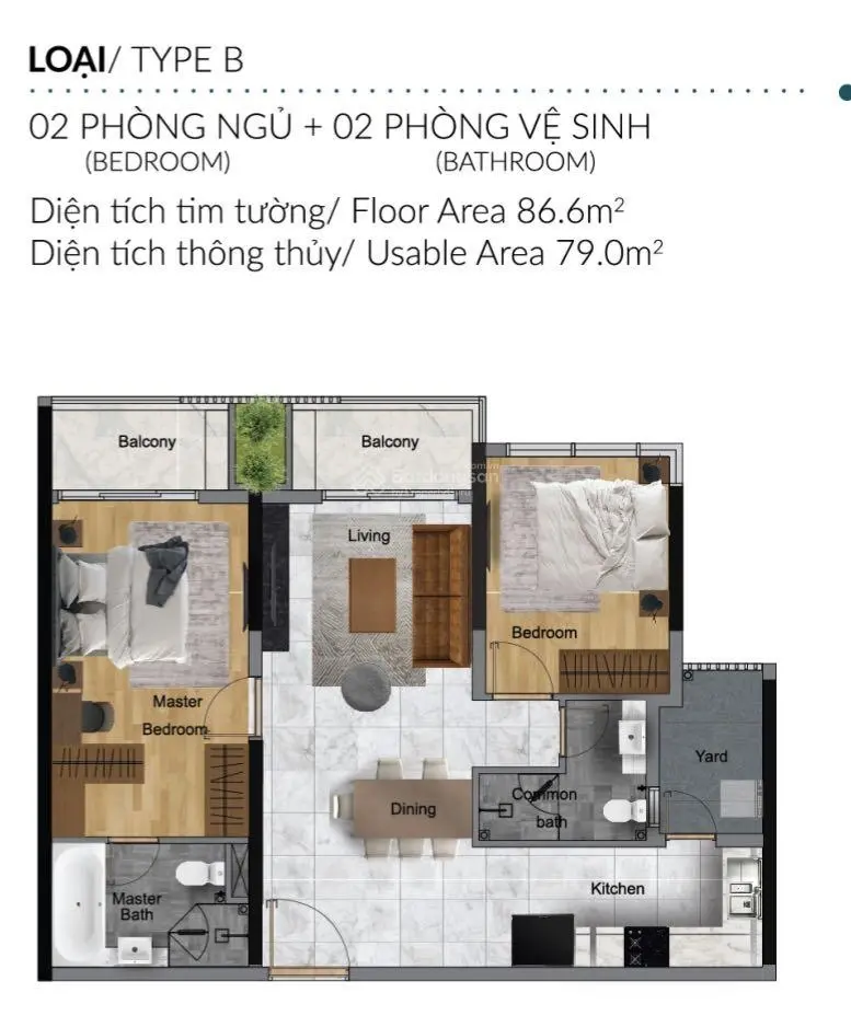 Hothot căn 2PN Diamond Centery giá chỉ 5.559 tỷ, CK 10% + 01 ô xe hơi, mua giá gốc từ CĐT