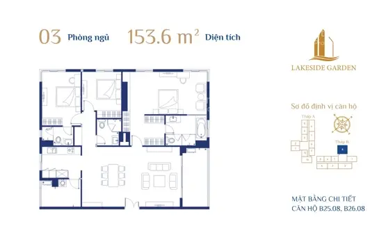 Hàng hiếm penthouse tại lakeside garden 3 mặt thoáng, 153m, 3pn + 3 wc/pt. nhận booking giai đoạn i