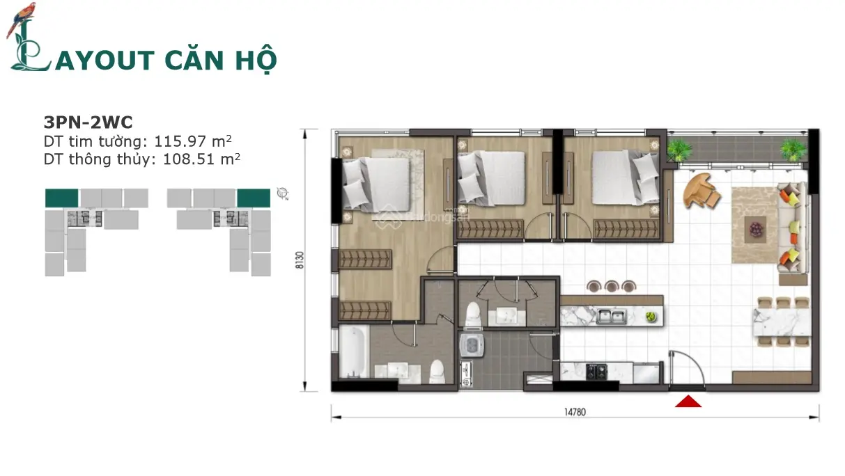 Bán 2 phòng ngủ 81m2 Essensia Nam Sài Gòn 5,2 tỷ LH 0937 688 ***