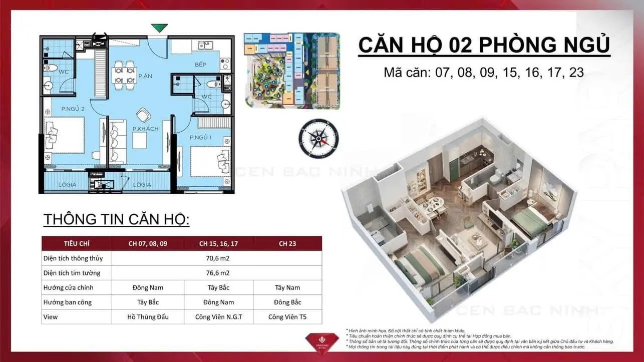 Cần bán căn 2 ngủ view công viên Vinhomes Bắc Giang vào tên người nước ngoài, giá tốt