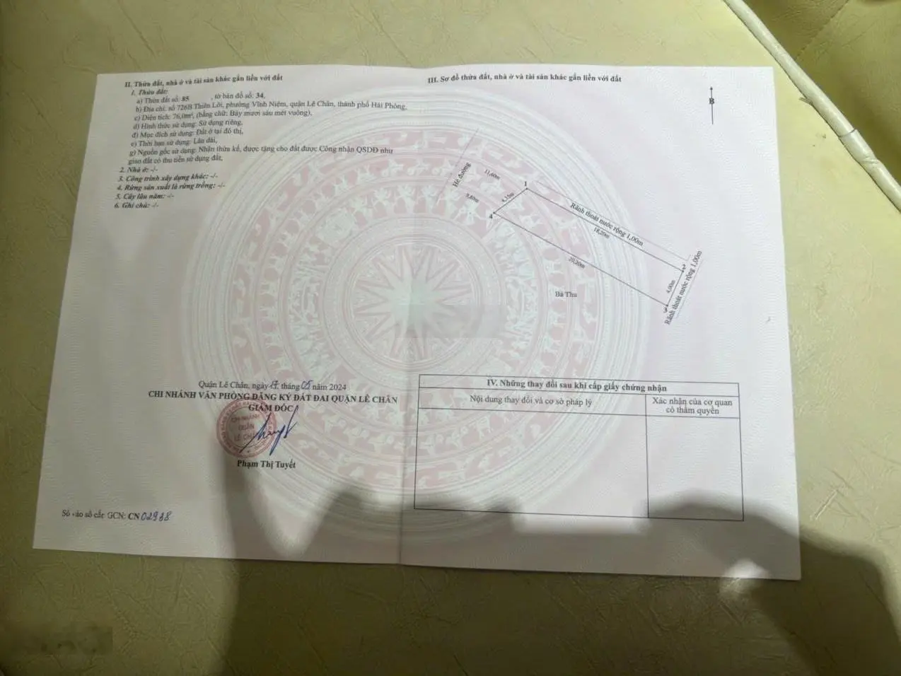 Bán đất mặt đường Thiên Lôi 76m2 ngang 4 ngay ngã 4 Võ Nguyên Giáp