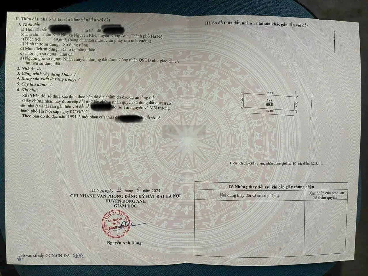 69,6m2 Khê Nữ - Nguyên Khê - Đông Anh