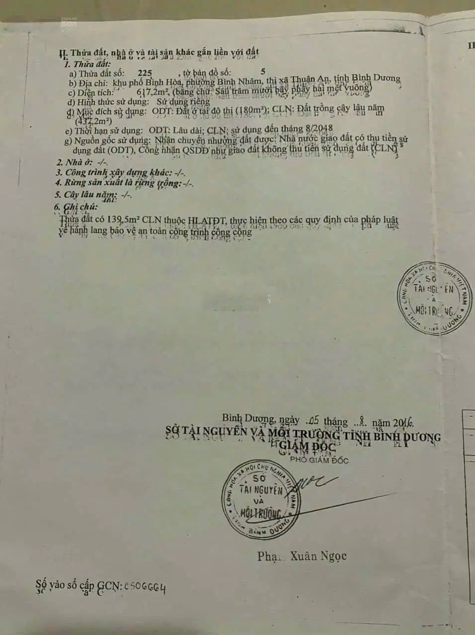 Bán đất Bình Nhâm 23, DT 615m2. Quá rộng