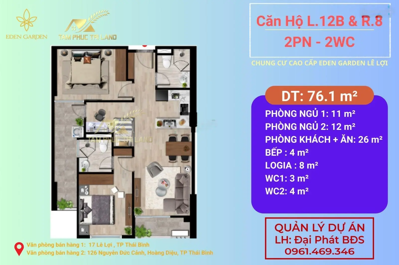 Bán chung cư Eden Garden Lê lợi Tp Thái bình