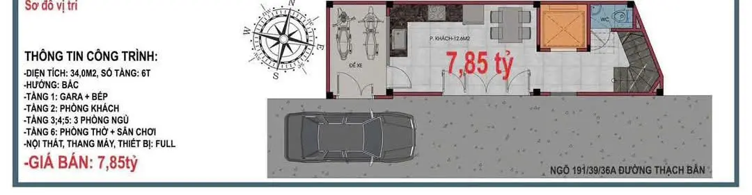 Chính chủ gửi bán nhà riêng Thạch Bàn cực đẹp 34m2 6 tầng thang máy oto đỗ cửa giá 7,85 tỷ.