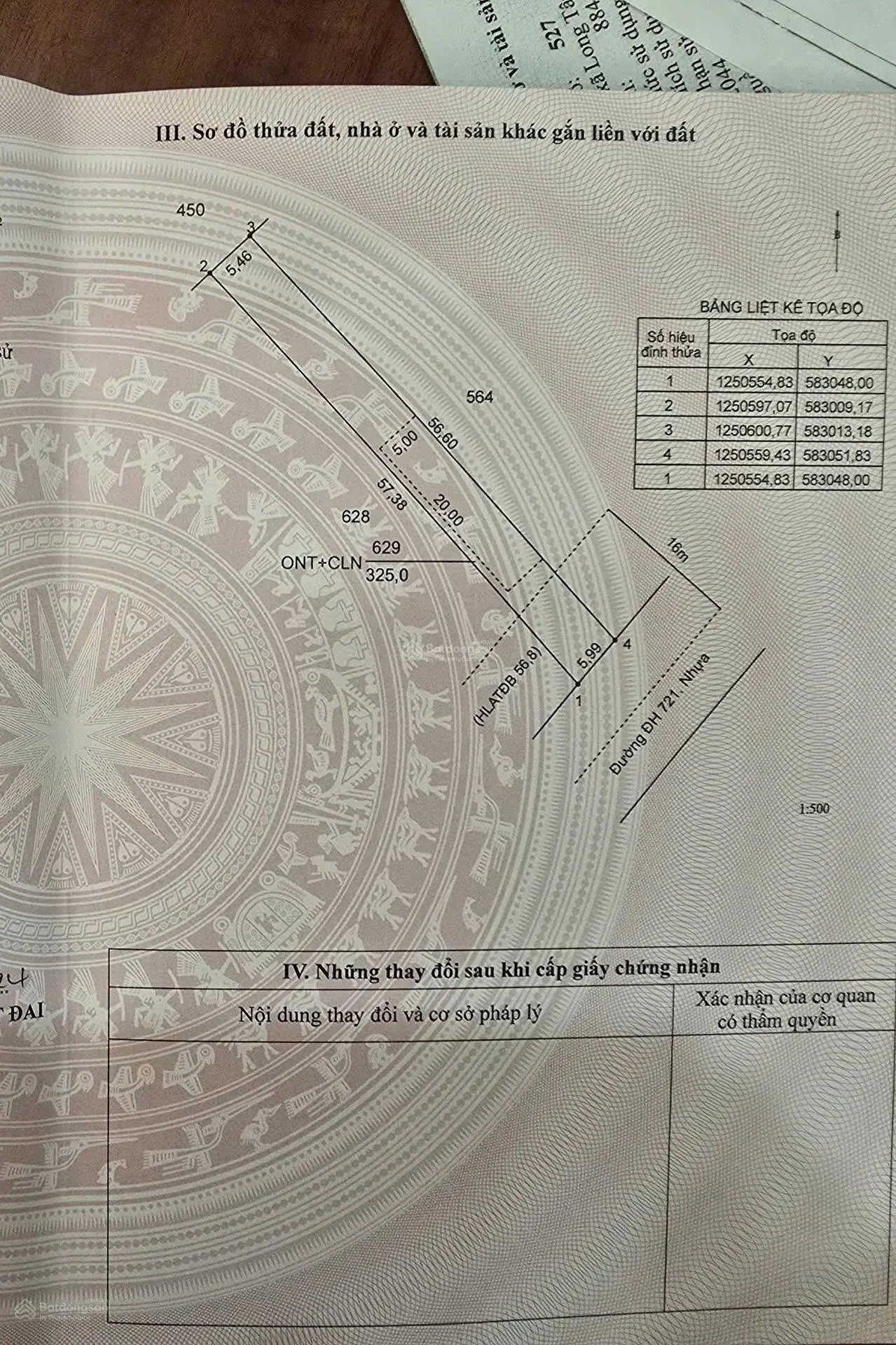 Chính chủ cần tiền xây nhà bán lô 325m2 MT DH721 và cách DT749A 500m