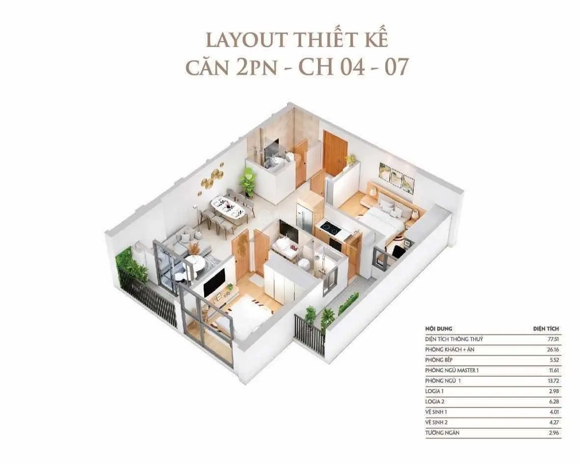 Tôi bán căn 2PN 77,5m2 tầng trung BC Đông Nam view Hồ 22ha ở Khai Sơn City Long Biên. Giá 4,850 tỷ