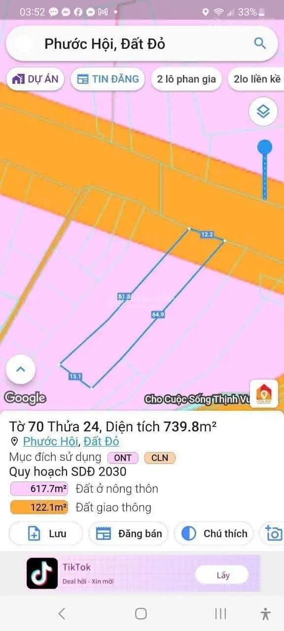 739m NGANG 12X65 THỔ CƯ 284 ĐẤT BIỂN MẶT TIỀN ĐƯỜNG NGUYỄN TẤT THÀNH, VŨNG TÀU- BÌNH CHÂU GIÁP BIỂN