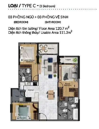 Giá gốc CĐT Không có chênh lệch-Căn 3PN 120.7m2 tại khu Diamond Centery Celadon City đáng mua nhất