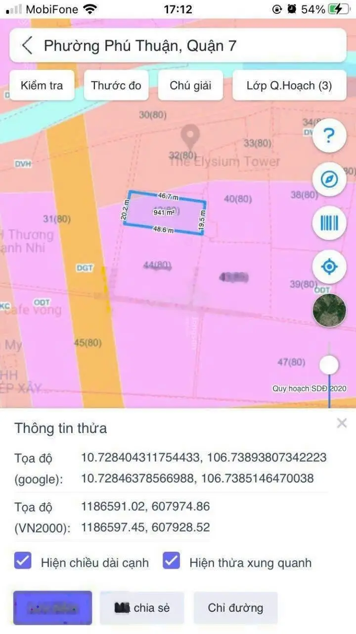 25 triệu/1m2 giảm còn 18tr (16,88 tỷ) bán nhanh 938m2 đất KDC Rạch Bà Bướm, đường Phú Thuận, Quận 7