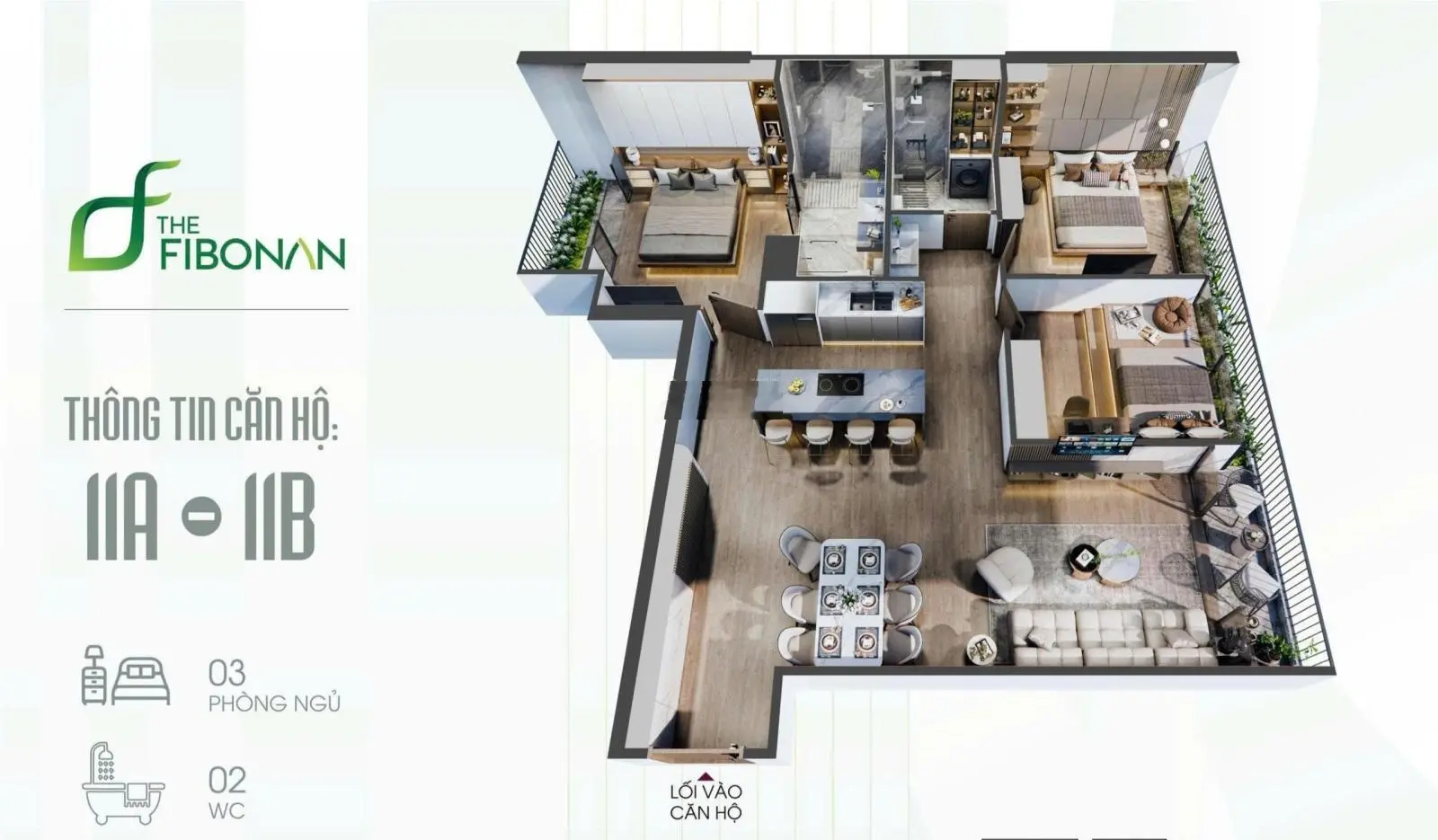 Chính chủ bán Suất Ngoại Giao rẻ hơn 300 triệu căn hộ 96m2 3PN rộng nhất tại The Fibonan