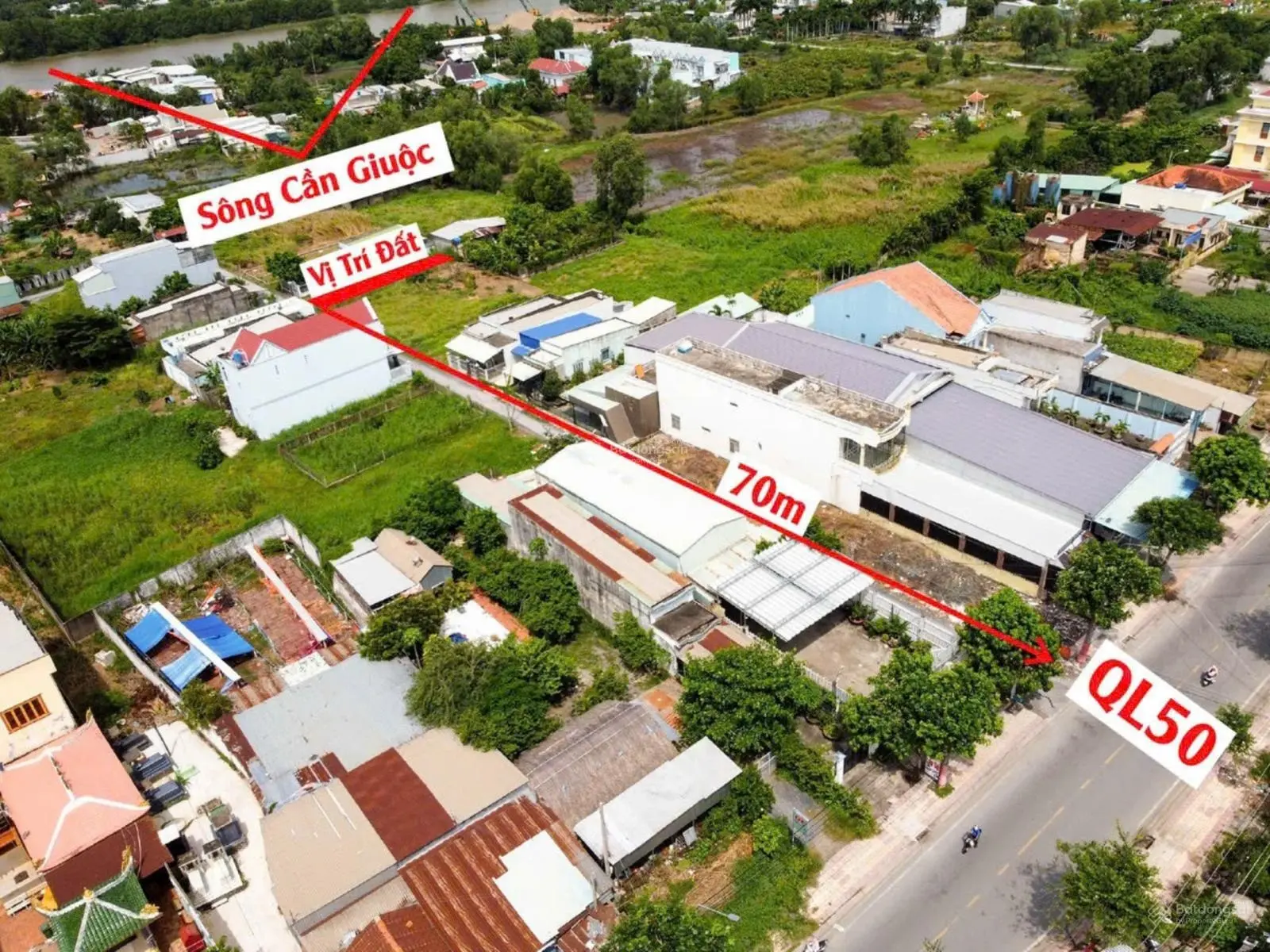 Đất thổ cư trung tâm TT. Cần Giuộc, xe hơi tới đất, cách QL50 chỉ 70m giá siêu rẻ