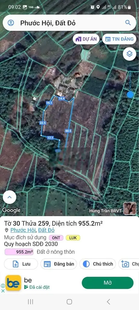 955m2 đất ngay trung tâm hành chính huyện Đất Đỏ, ra biển tầm 10p