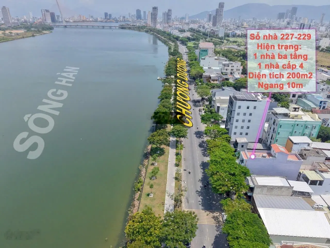 Chào bán 1 cặp nhà mặt tiền Chương Dương, giá 39 tỷ 10x20m = 200m2, hướng view sông Hàn