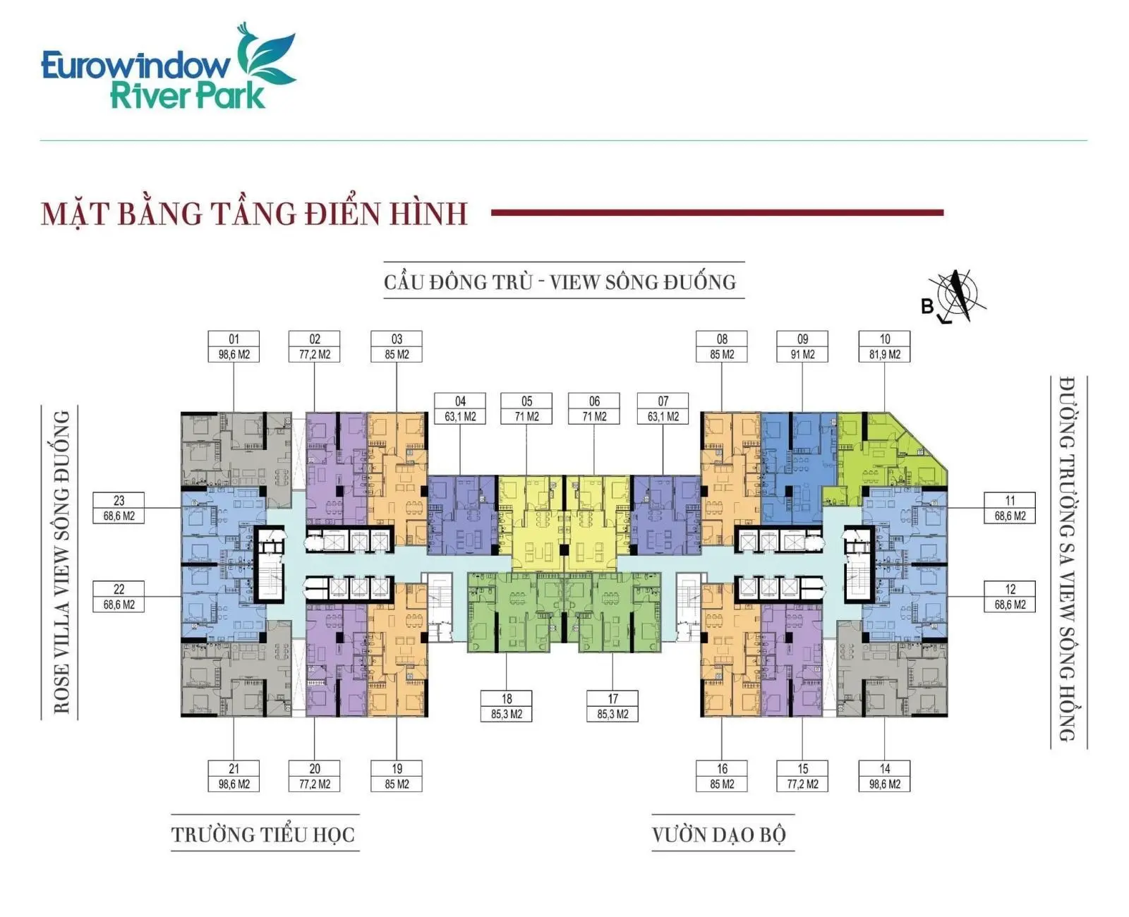 Căn hộ góc chung cư cao cấp view sông - 98,6m2
